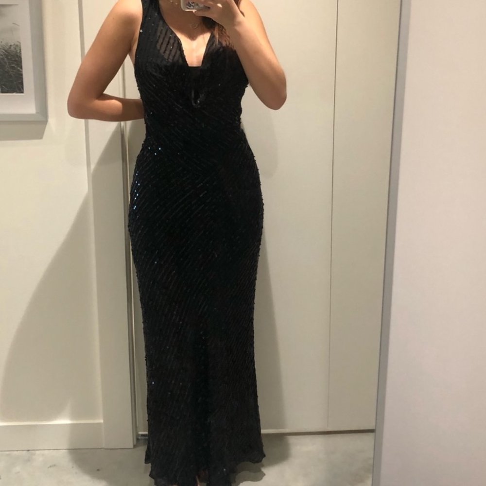 Vintage Vivienne Tam Black Sequin Maxi dress